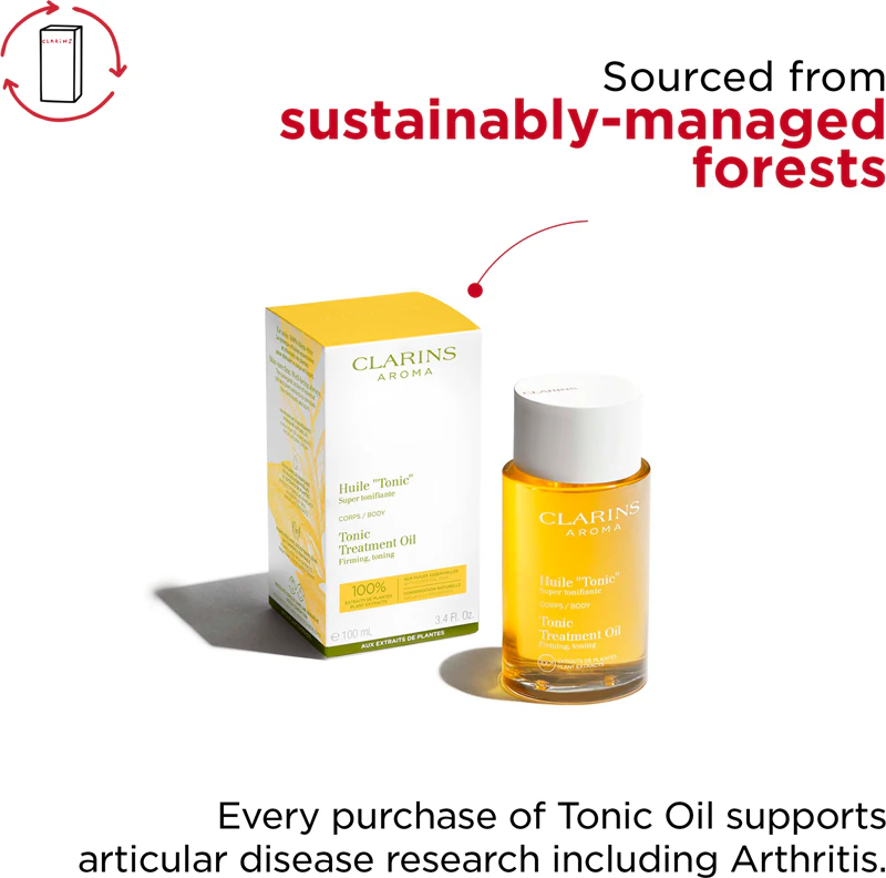 Clarins Tonic Body Treatment Oil is een lichaamsolie met een versterkend effect.