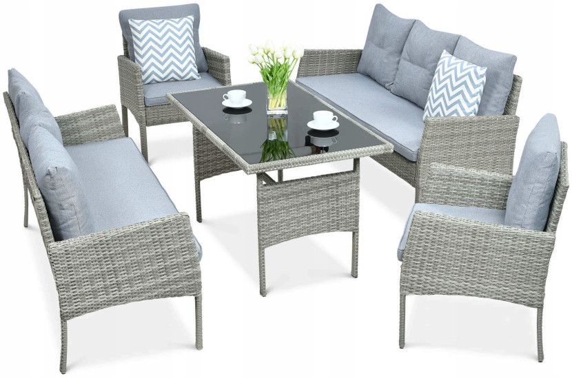 Zestaw Mebli Ogrodowych Wypoczynkowy Technorattan CORTINA Sofa Fotel Stół