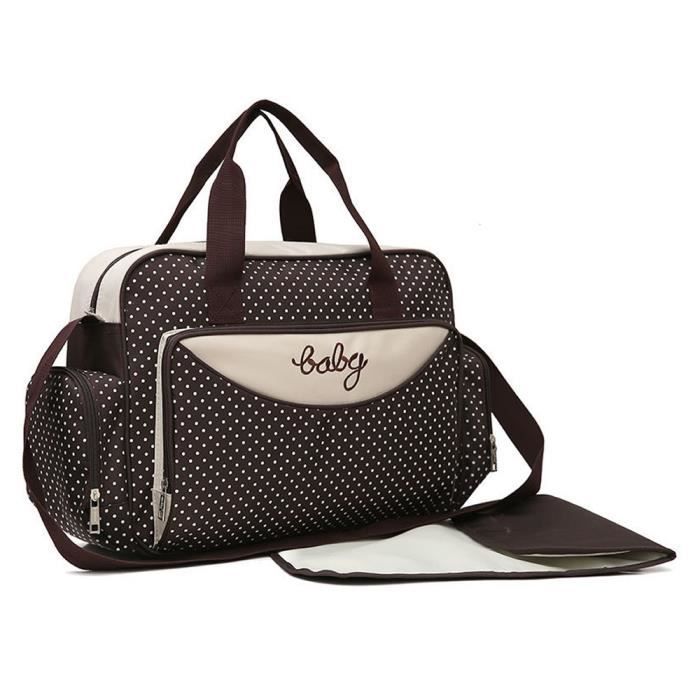 LOKER Baby-Wickeltaschen-Set – 5-teilig – Mikrofaser – Kaffeebraun – Alltag