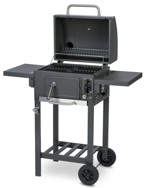 Grill węglowy ogrodowy komin żeliwny ruszt z pokrywą popielnik Berdsen