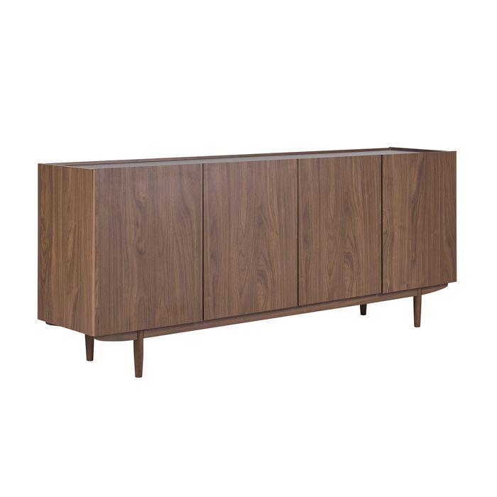 Miliboo - Credenza vintage con finitura in legno di noce scuro, 4 ante, L180 cm SANAA