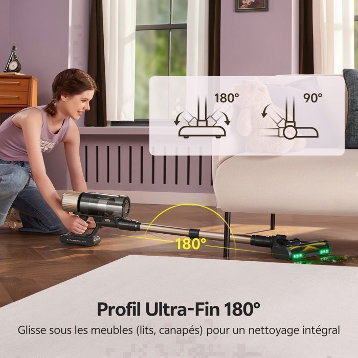 Aspirapolvere senza fili Ultenic UU15 – Autonomia – 70 min – 580 W – 150 AW – 75 kPa – Display a LED – Batteria rimovibile – GreenEye
