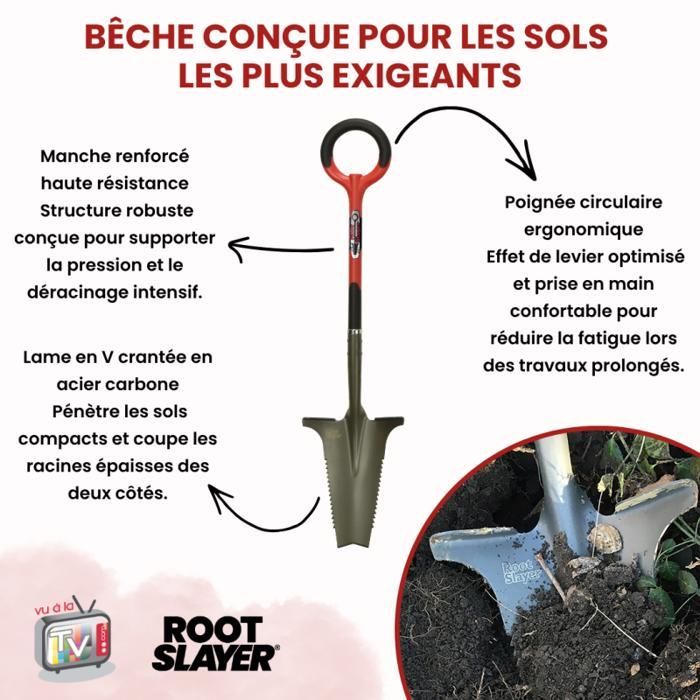 VENTEO | Pala robusta multiusos | Pala de jardín ergonómica con cortador de raíces | Herramienta de jardinería versátil | Herramienta práctica