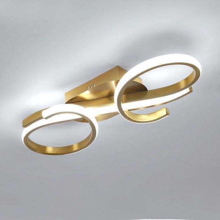 DELIPOP Plafonnier LED Lustre – Design Moderne Or – 36W 6500K – Luminaire de Plafond pour Salon, Chambre, Cuisine, Salle à Manger