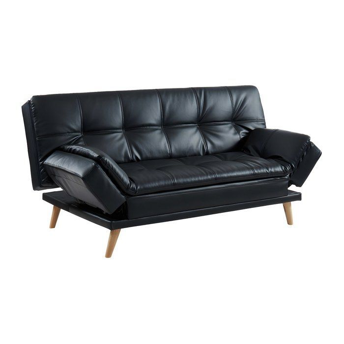 Divano letto a 3 posti ZARINA con meccanismo click-clack in similpelle - Nero