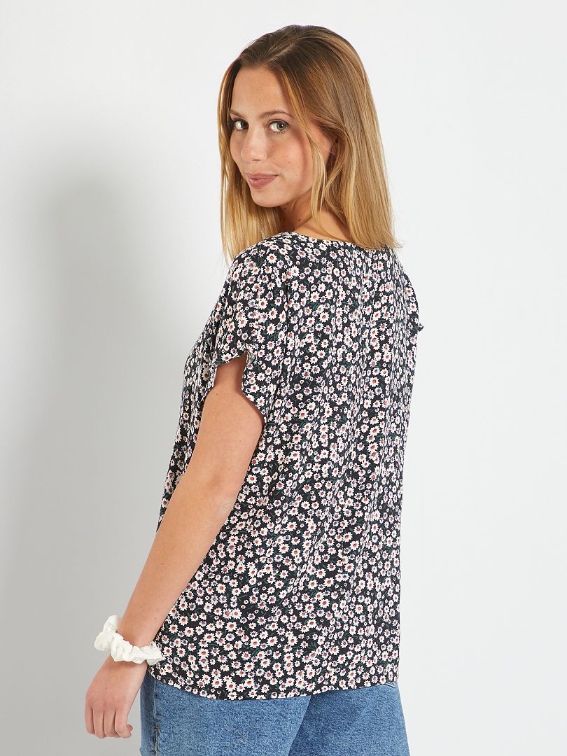Blusa floral JDY - PRETA