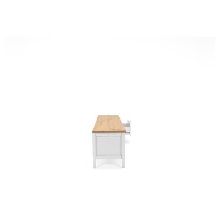 Mueble para TV con 2 cajones - Acabado en roble artesanal y blanco - 160 x 45 x 40 cm (ancho x profundidad x alto) - BERGEN