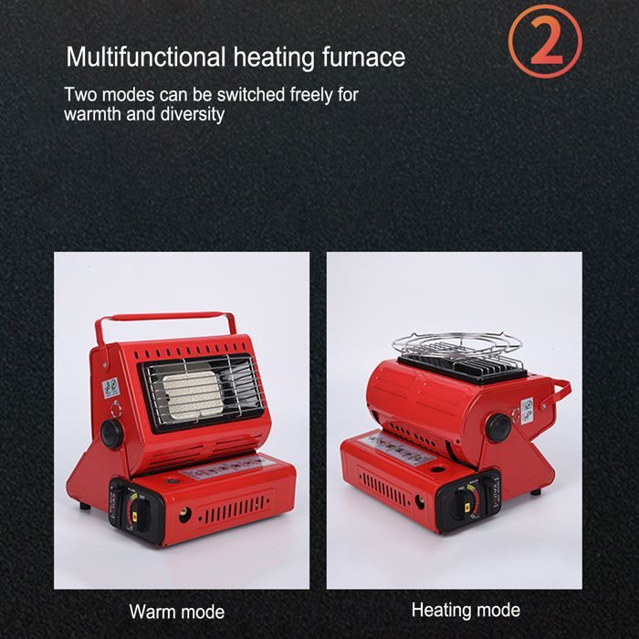 Mxzzand Chauffage portatif au gaz butane pour le camping 1300W 90 G/H Brûleur de chauffage à gaz portable 2 en 1 jardin cuisine