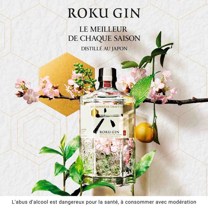 Ginebra artesanal japonesa Roku - Ginebra con 6 botánicos japoneses | 43% vol. | 70 cl