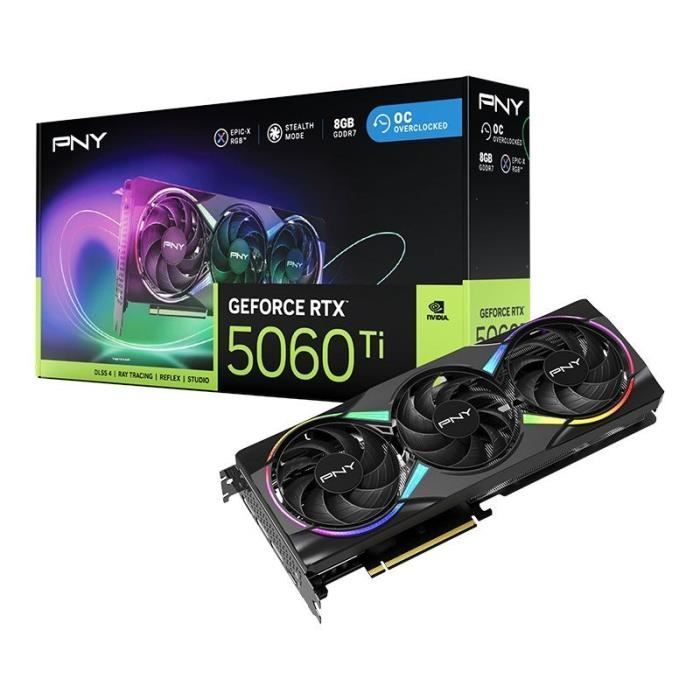 PNY - Scheda grafica - GeForce RTX™ 5060 Ti - 8GB - ARGB Overclocked Triple Fan DLSS 4