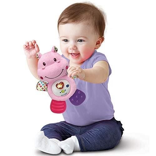 VTECH BABY - Chocalho Croc'Hippo - Brinquedo de Pelúcia Texturizado Rosa