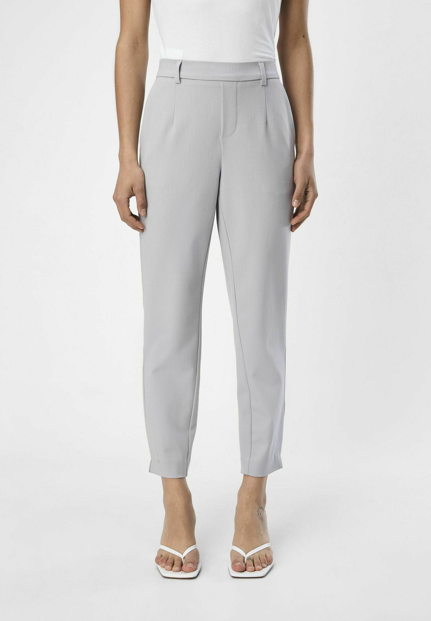 Object OBJLISA SLIM PANT - Broek - lichtgrijs gemêleerd
