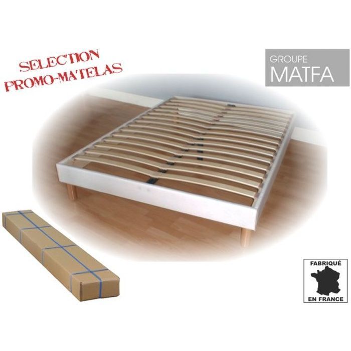 Gestoffeerde lattenbodemset - MATRASACTIE - 140 x 190 cm - 14 meerlaagse latten - Wit - 2-zits