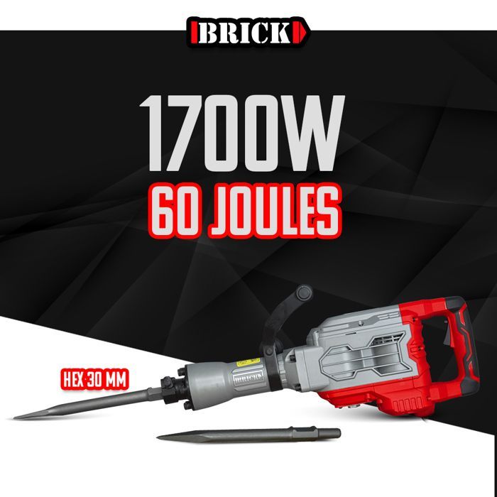 Marteau piqueur 1700W - 60 Joules avec coffret - Brick