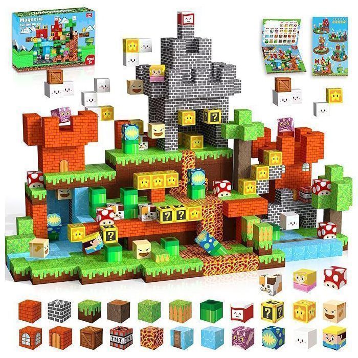Blocchi da costruzione magnetici - NABAN Costruzioni magnetiche - 150 pezzi - Regalo per bambini dai 3 anni in su