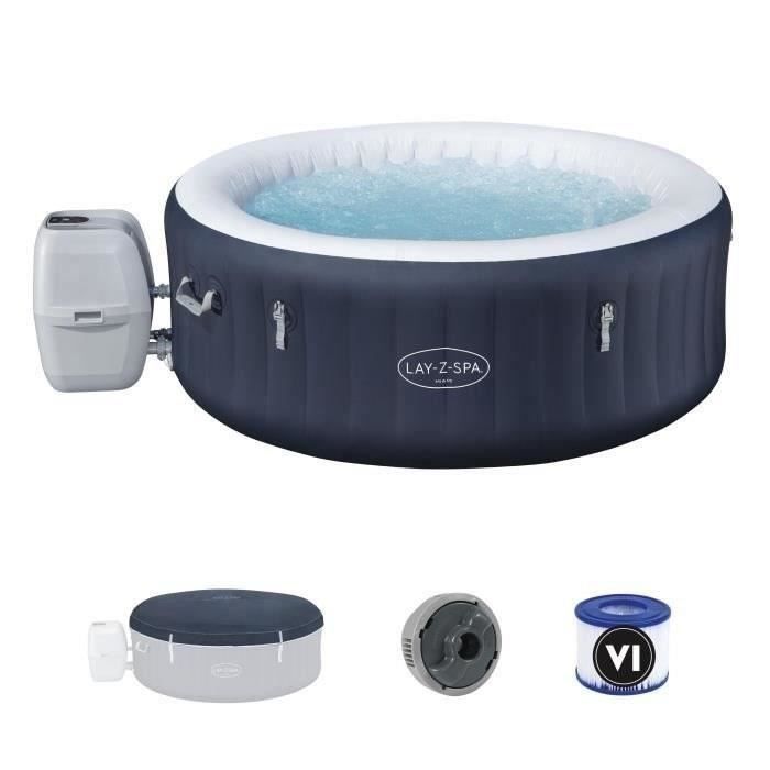 Spa gonflable BESTWAY - Lay-Z-Spa Miami - 120 airjets - 180 x 66 cm - 2 à 4 places - Rond + Balai aspirateur électrique Aquascan