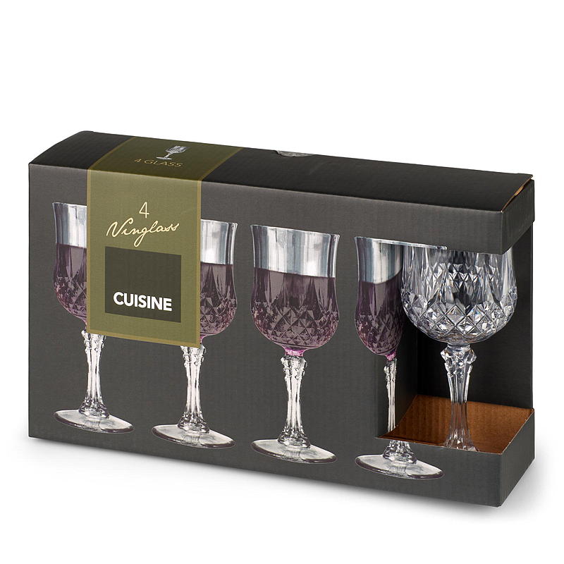 Cuisine vinglass 4-pakning 22 cl plast krystallklar