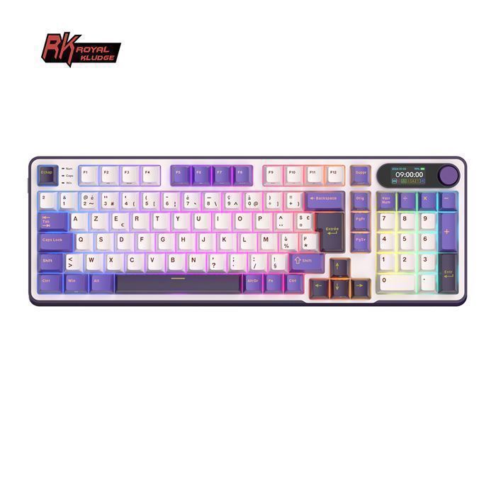 RK ROYAL KLUDGE S98 Clavier mécanique avec écran intelligent et boutons,96% sans fil,BT/2,4 GHz/USB-C,disposition AZERTY française
