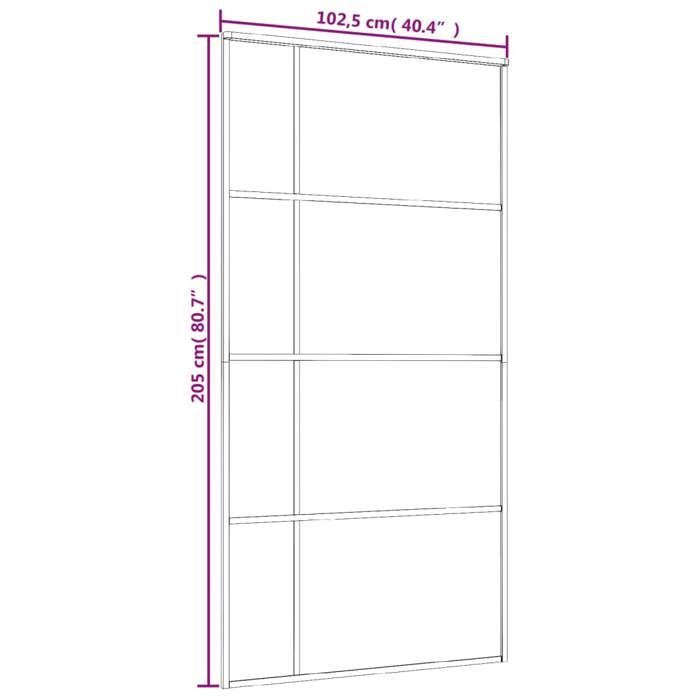 (Black) Front Door - Magnificent Sliding Door Frosted ESG Glass Aluminum 102.5x205 cm Black 26971