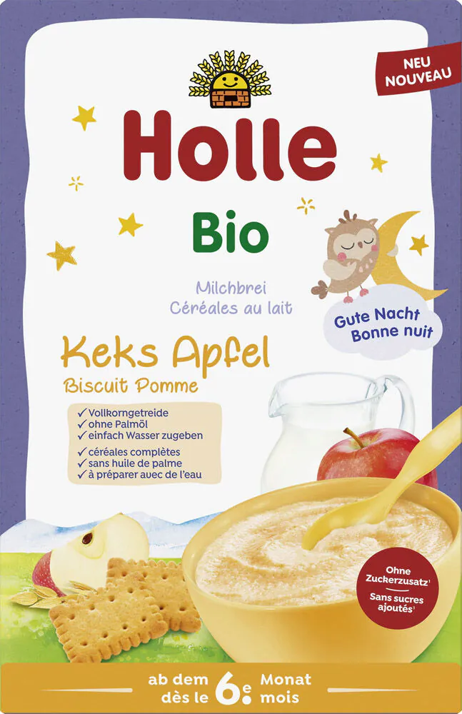 Holle Bio Kaszka mleczna pełnoziarnista ciasteczkowo-jabłkowa od 6 m-ca życia