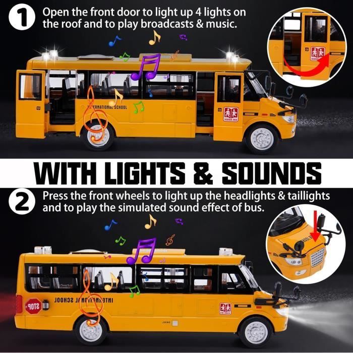 Toy - Die-Cast School Bus - 23.5 cm - Lights & Sounds - Opening Doors