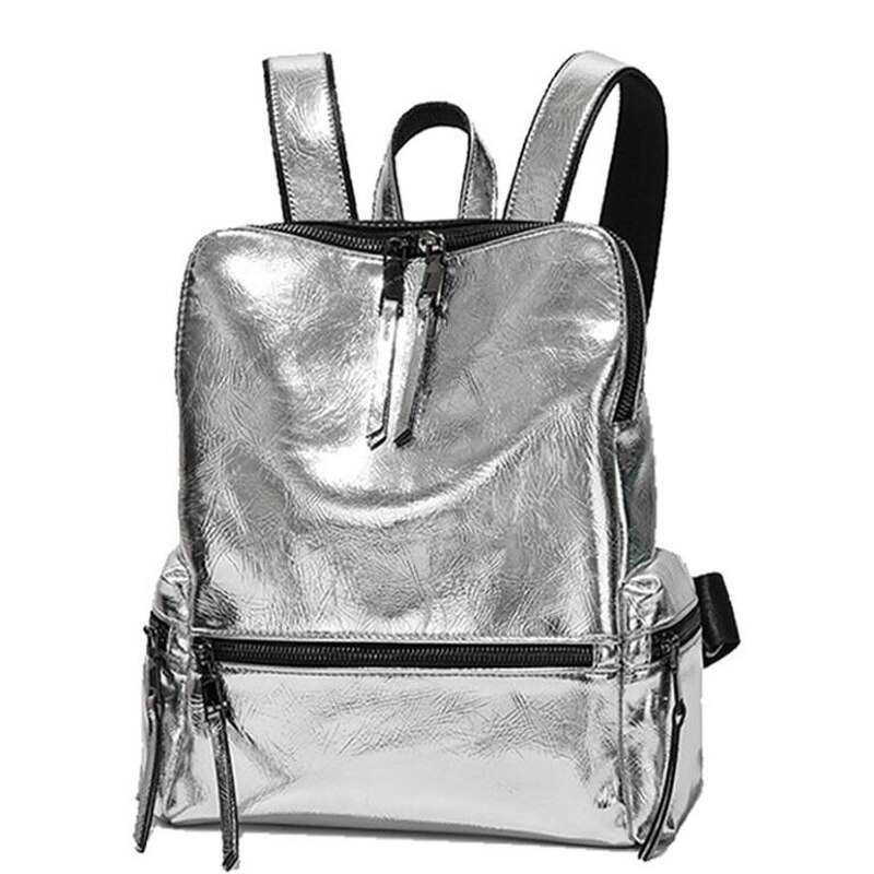 Zaino da donna argento 2021 Borsa scolastica alla moda per ragazze adolescenti Zaino glitter argento Borsa grande Zaino in pelle