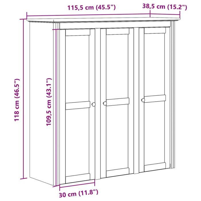 Aparador tipo buffet Lemon - Armario aparador UU con puertas de cristal BODO blanco marrón madera maciza de pino CCL23625424