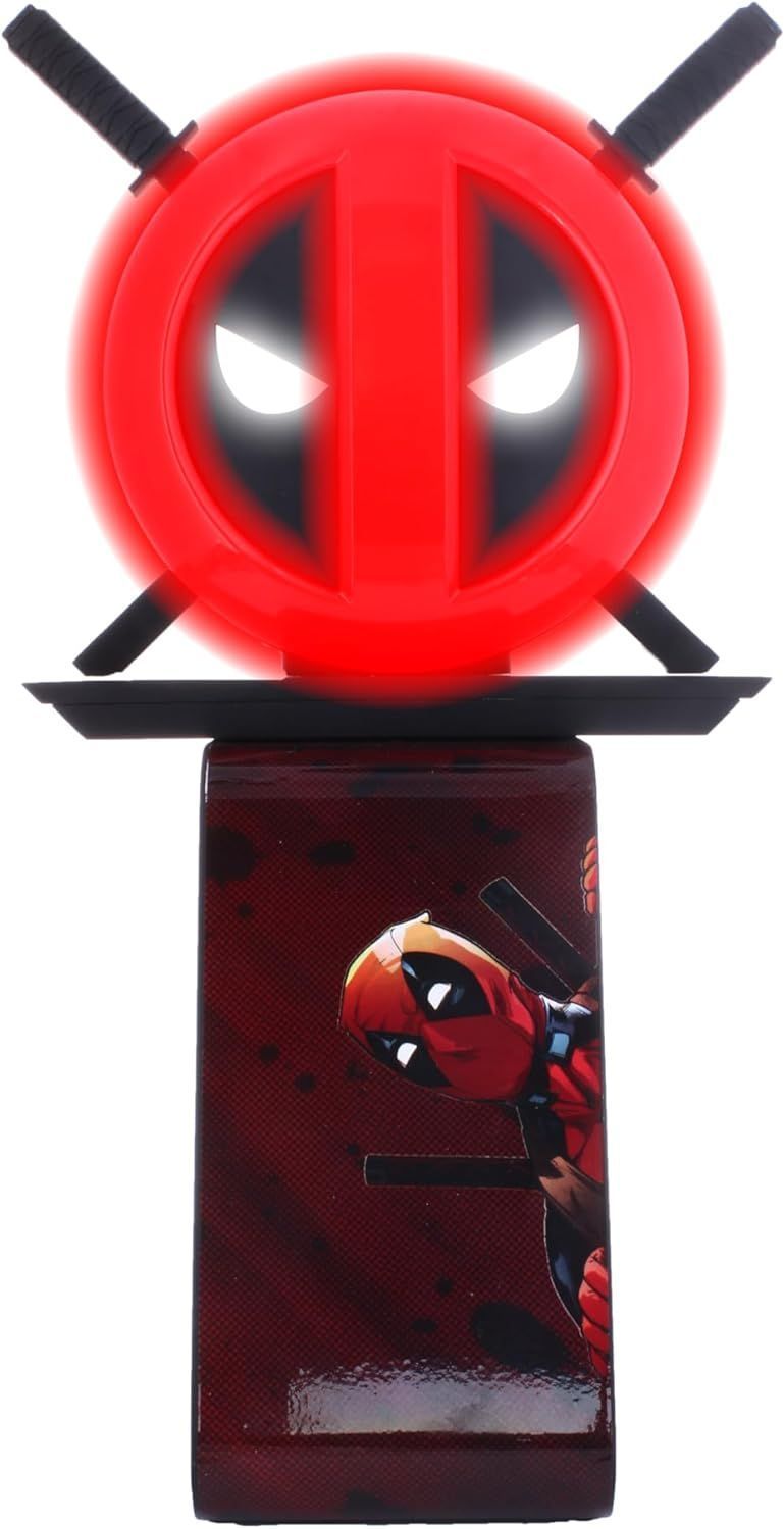Figura de Deadpool de Marvel Ikon Light - EXQUISITE GAMING - Cable Guys - Soporte para auriculares, smartphone o accesorios pequeños - 25 cm
