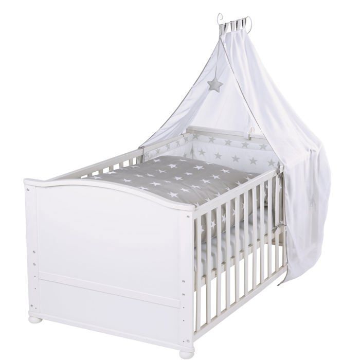 Umbaubares Babybett – 70 x 140 cm – ROBA – LITTLE STARS – Mit Zubehör – Weiß