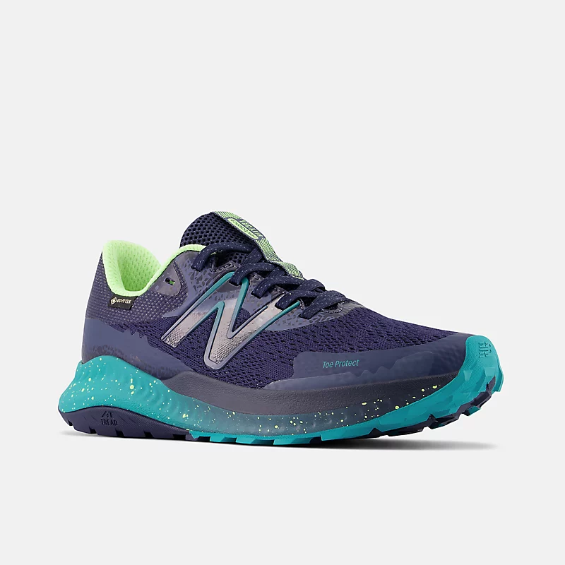 Buty damskie DynaSoft NITREL v5 GTX – Natural Indigo z elektrycznym turkusem i wybieloną limonką Gloss