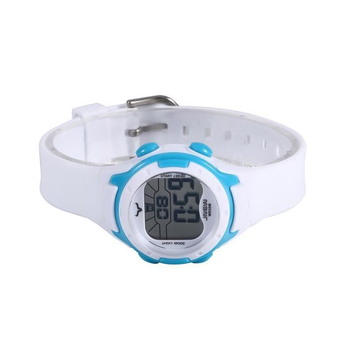Orologio per bambini e bambine, marca sportiva impermeabile, display digitale a LED, cinturino bianco