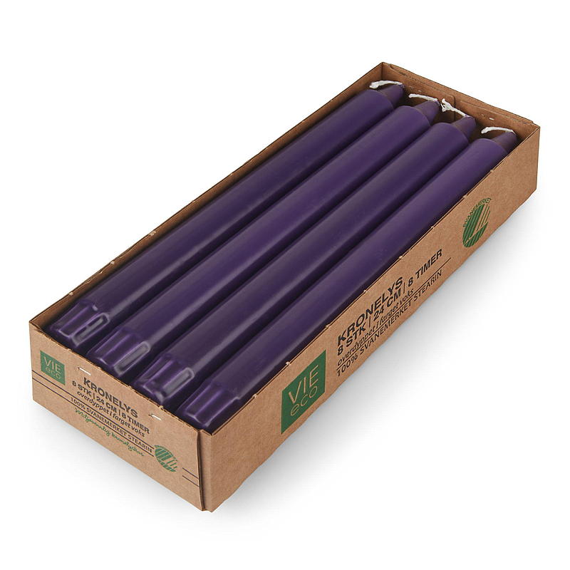 Vie Eco Crown Candles confezione da 8 candele, 24 cm, viola ecologico, per l'Avvento