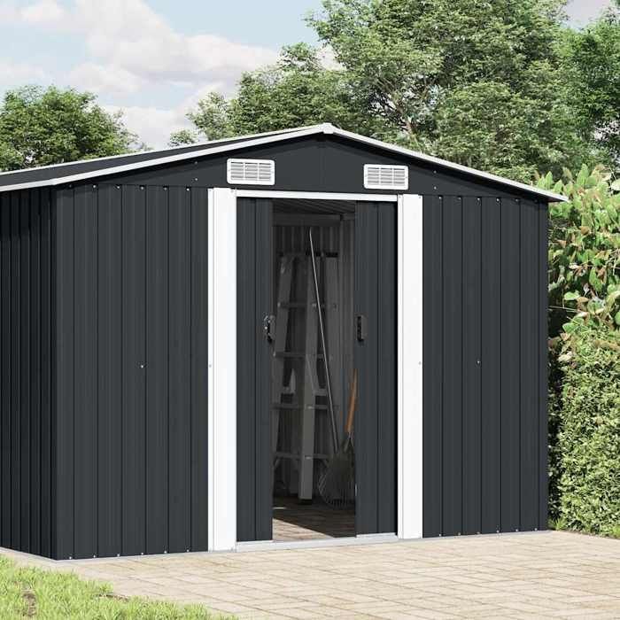 vidaXL Gartenhaus 257x392x181 cm Metall Anthrazit 143346
