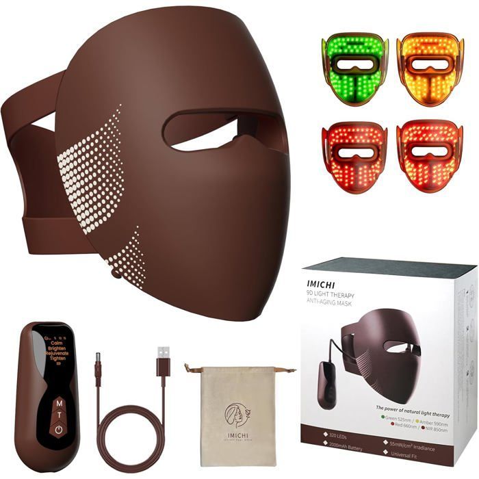 Masques Faciaux Led En Silicone Pour La Luminothérapie - 320 Led - 4 Couleurs - Masque De Luminothérapie Pour Anti-Âge, Rajeunisse