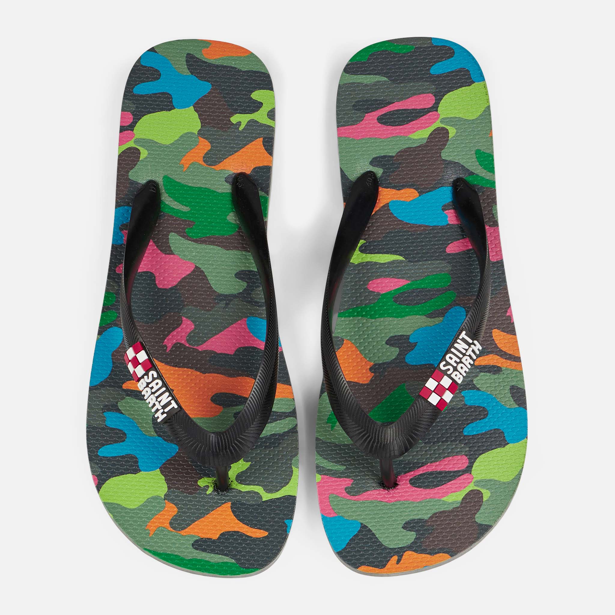 Flip-Flops mit mehrfarbigem, fluoreszierendem Tarnmuster