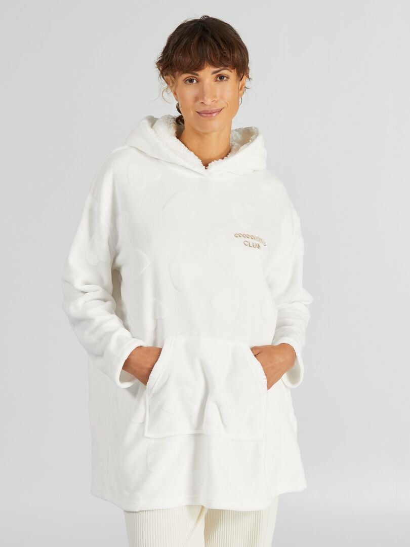 Bluza z kapturem z polaru - BEŻOWA