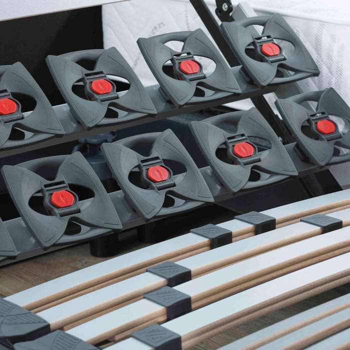 Sommier électrique de relaxation lattes + plots tissu taupe 2x90x200 - Taupe - Garantie 5 ans - Someo