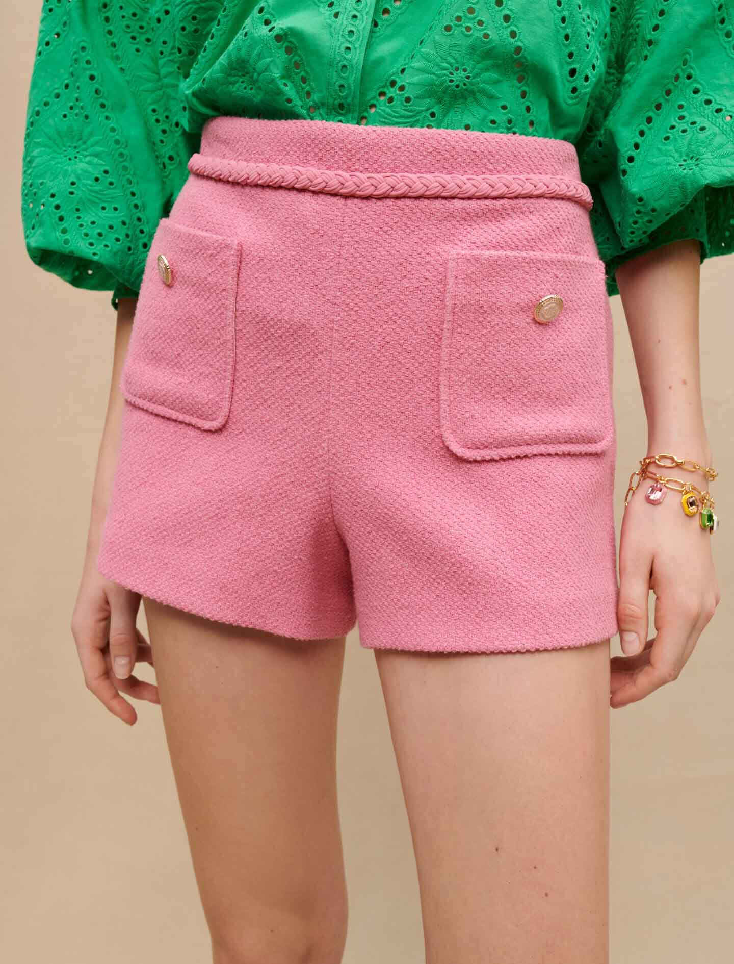 Pantaloni scurți din tweed - Roz