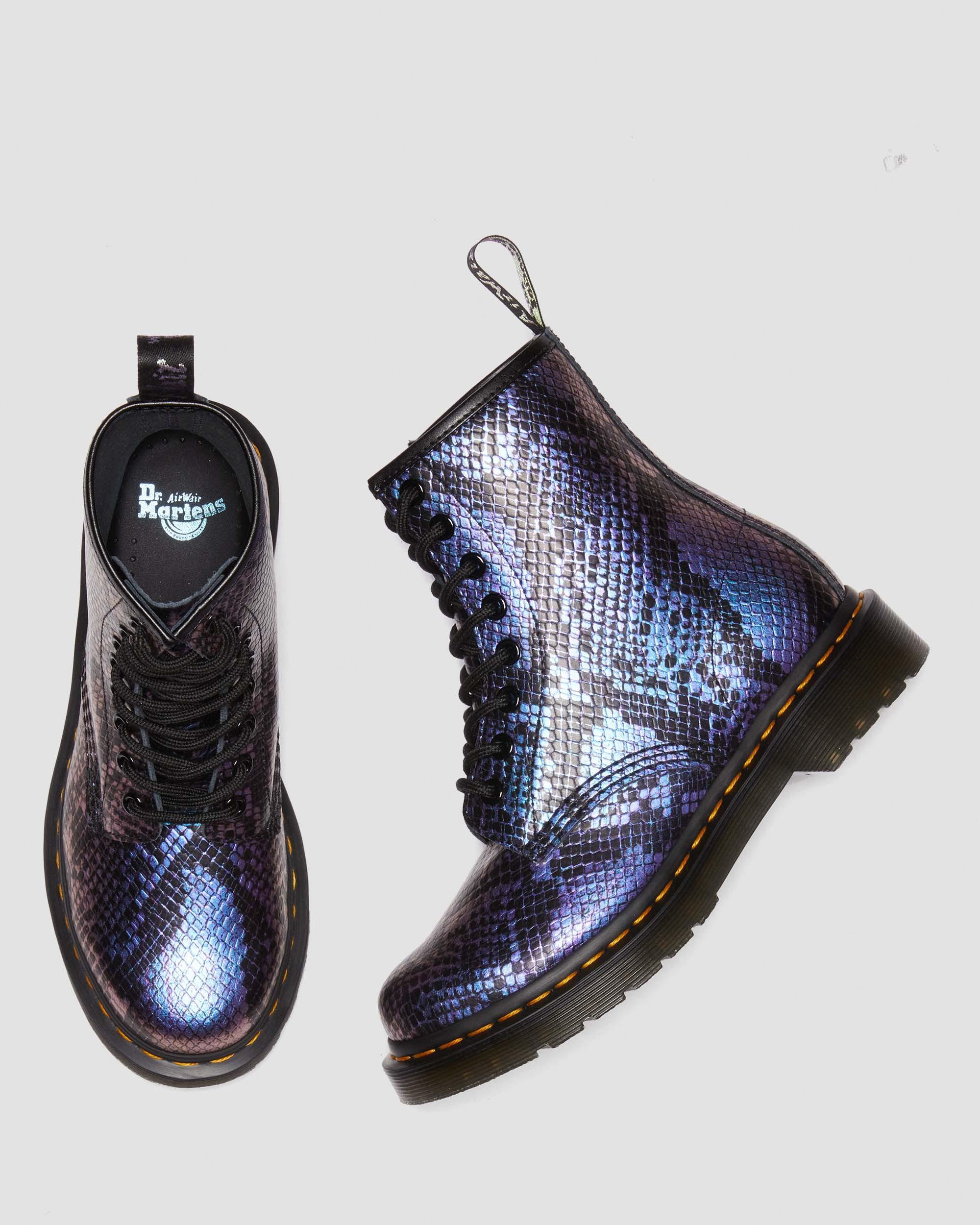 1460 Snake Print Emboss Leather Lace Up Boots