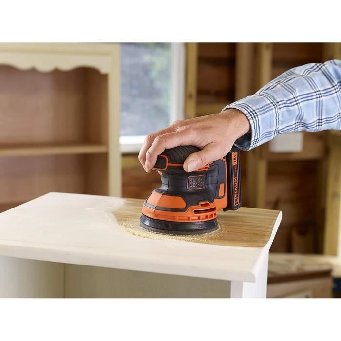Black+Decker BDCROS18N-XJ 18V 125mm Cordless Random Orbital Sander - Includes 3 Sanding Discs - Battery Not Included