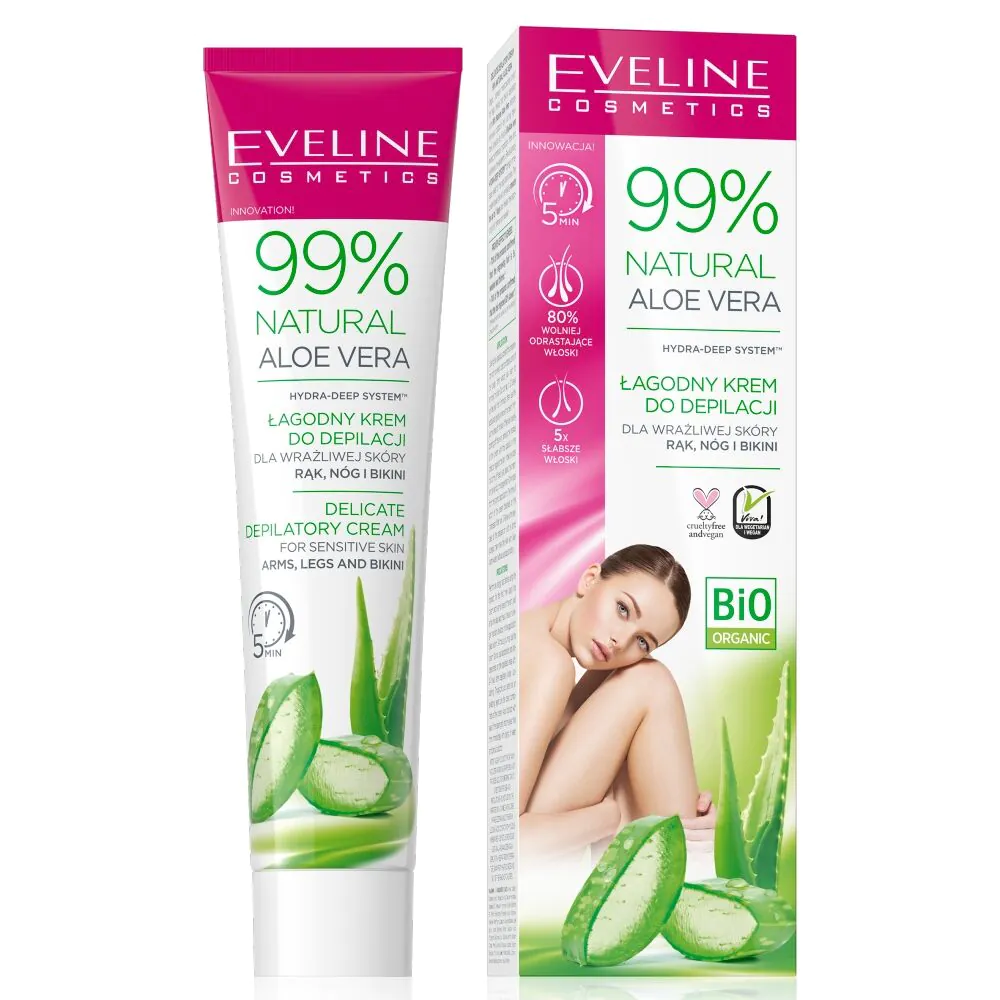 Eveline 99% Natural Aloe Vera Krem do depilacji rąk, nóg i bikini