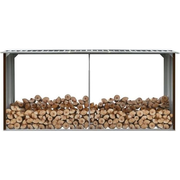 Luxueux Magnifique-Abri de stockage de bois Abri de Chauffage de Bois Abri de Jardin Acier galvanisé 330x92x153 cm Marron