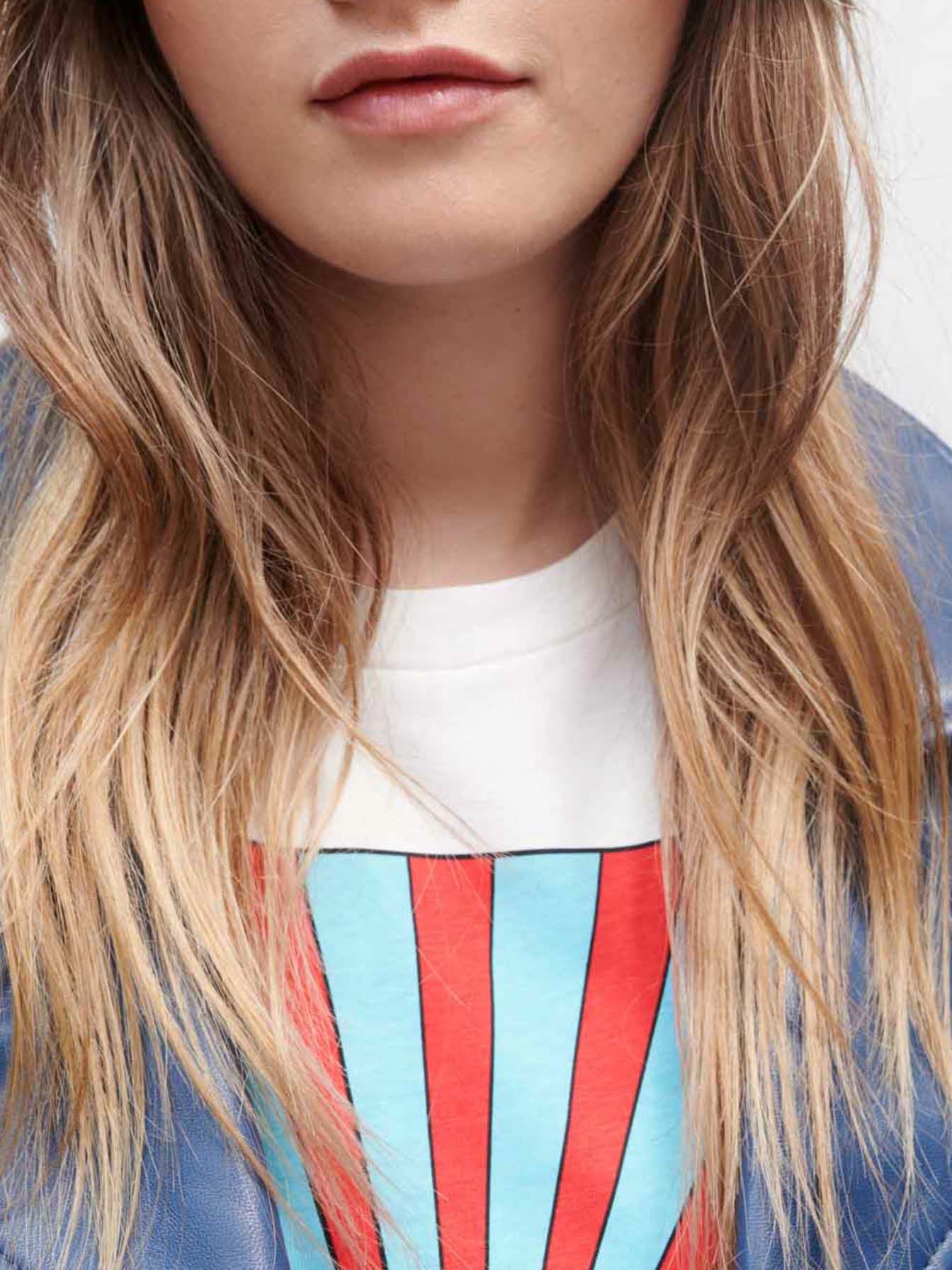 Leren bikerjack met wijde pijpen - Blauw