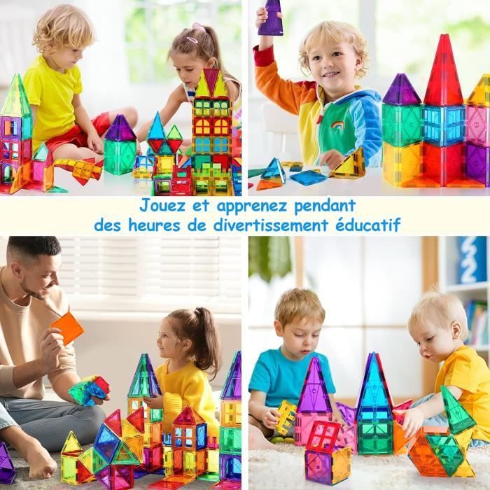 Blocs Construction Magnétiques - BLEOSAN - 128 pièces - Jouet de Construction Puzzle Magnetique