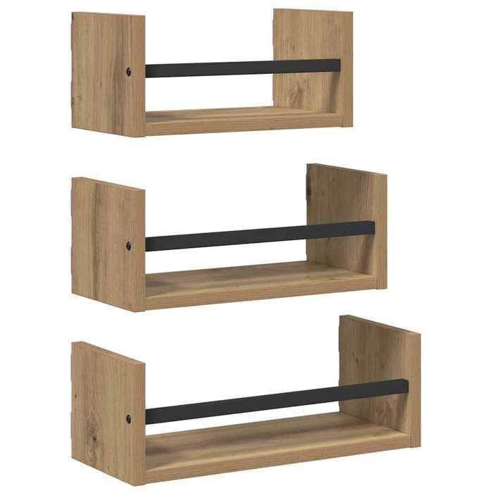 MOT12182-Ensemble d'étagères murales 3 pcs Chêne artisanal 40x16x14cm