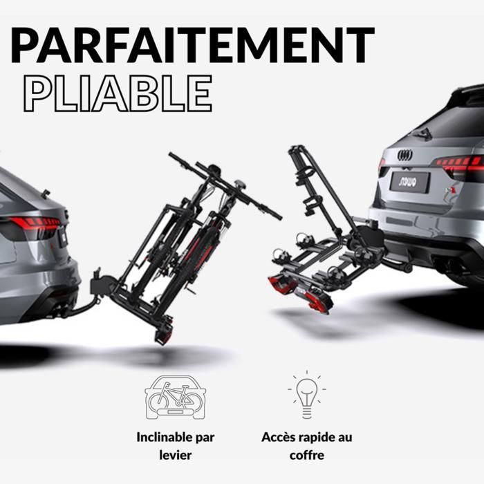 Porte-Vélos pour 2 vélos - OWEN - Sur Attelage - Pliable - 13 broches - Noir