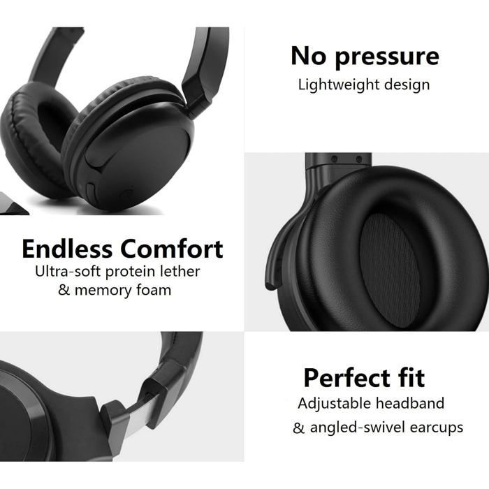 Wireless TV headphones, wireless Bluetooth headphones with deep bass, over-ear headphones for adults and seniors