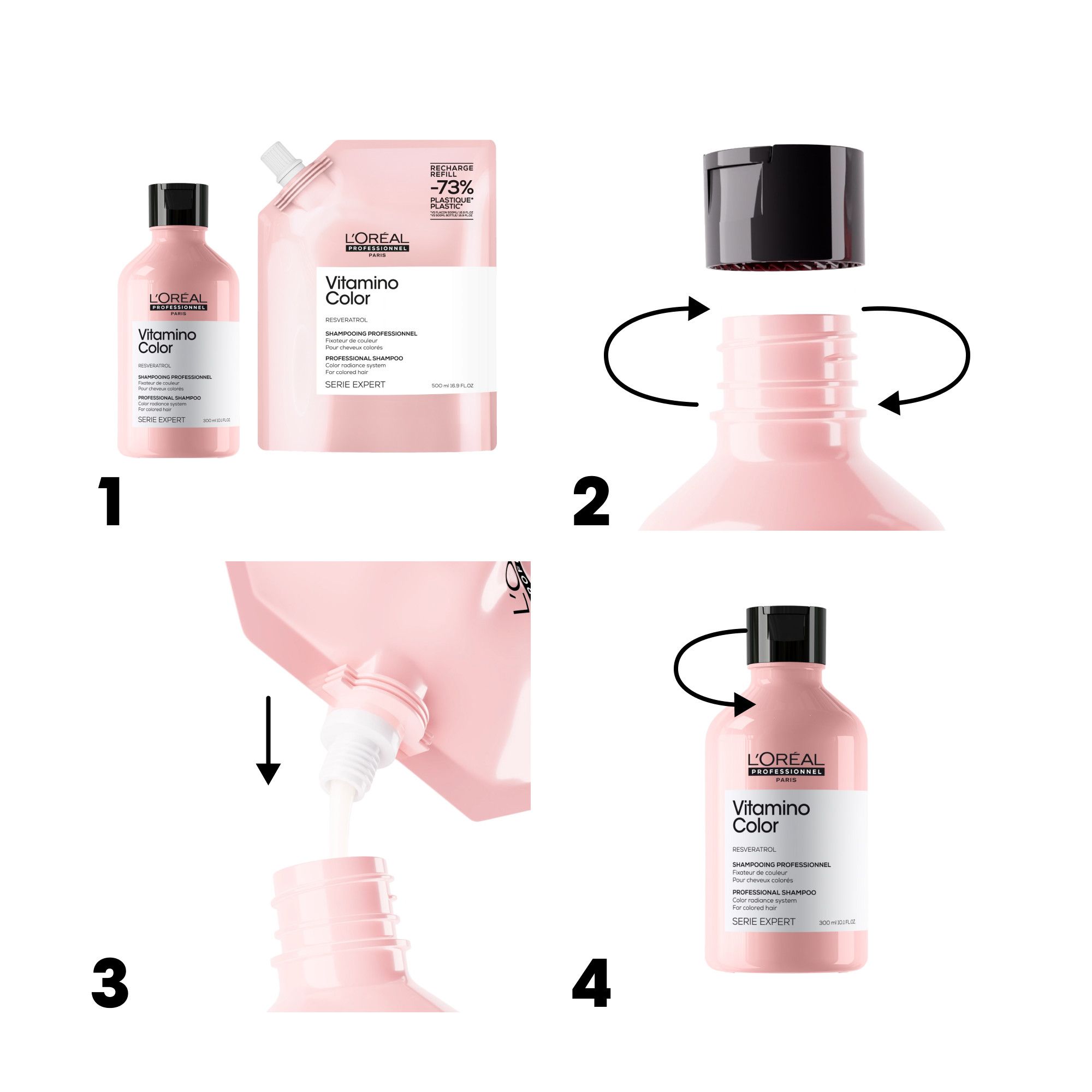 Serie Expert Vitamino Color Recharge šampon z resveratrolom za barvane lase Šamponi za salone
