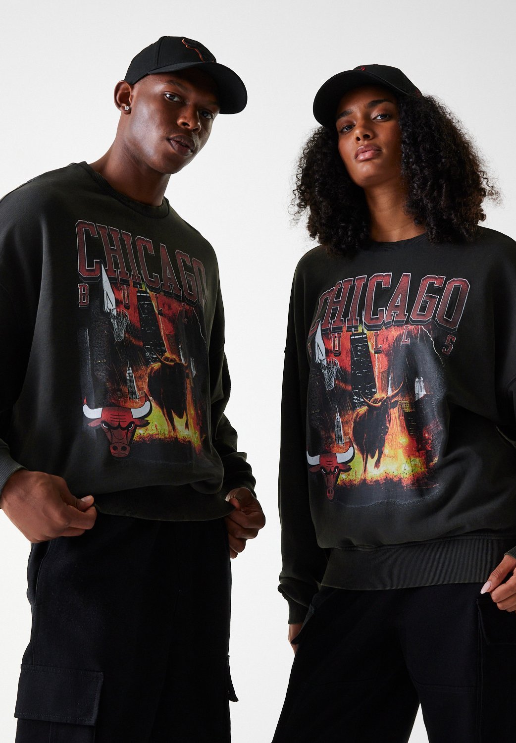 New Era NBA CHICAGO BULLS WASHED CREW UNISEX - Sweatshirt - zwart