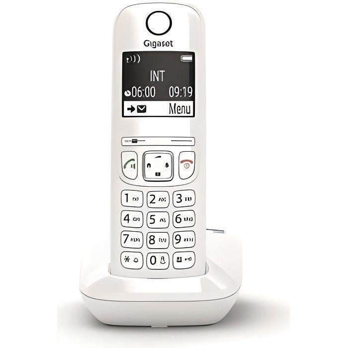 Teléfono inalámbrico GIGASET AS690 blanco: manos libres HSP™ de alto rendimiento y bloqueo de llamadas eficaz.